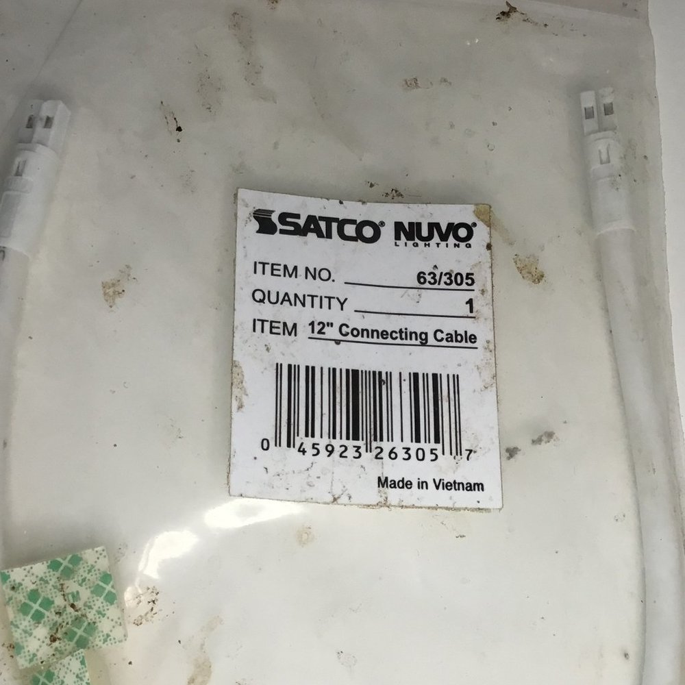 Satco Nuvo Thread Undercabinet LED Lighting 12" Connecting Cable White NIB